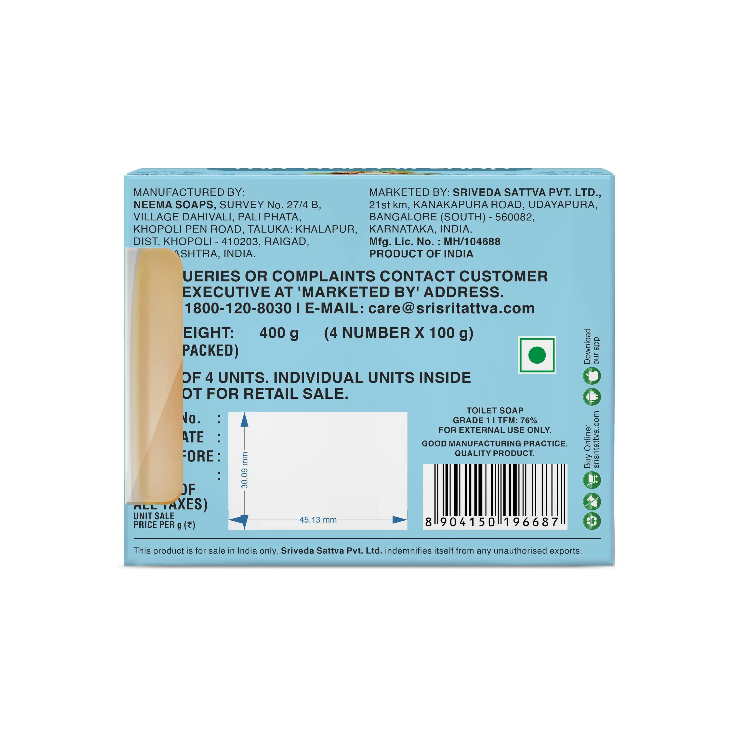 Sri Sri Tattva Shea Butter & Tea Tree Oil Soap - Image 2