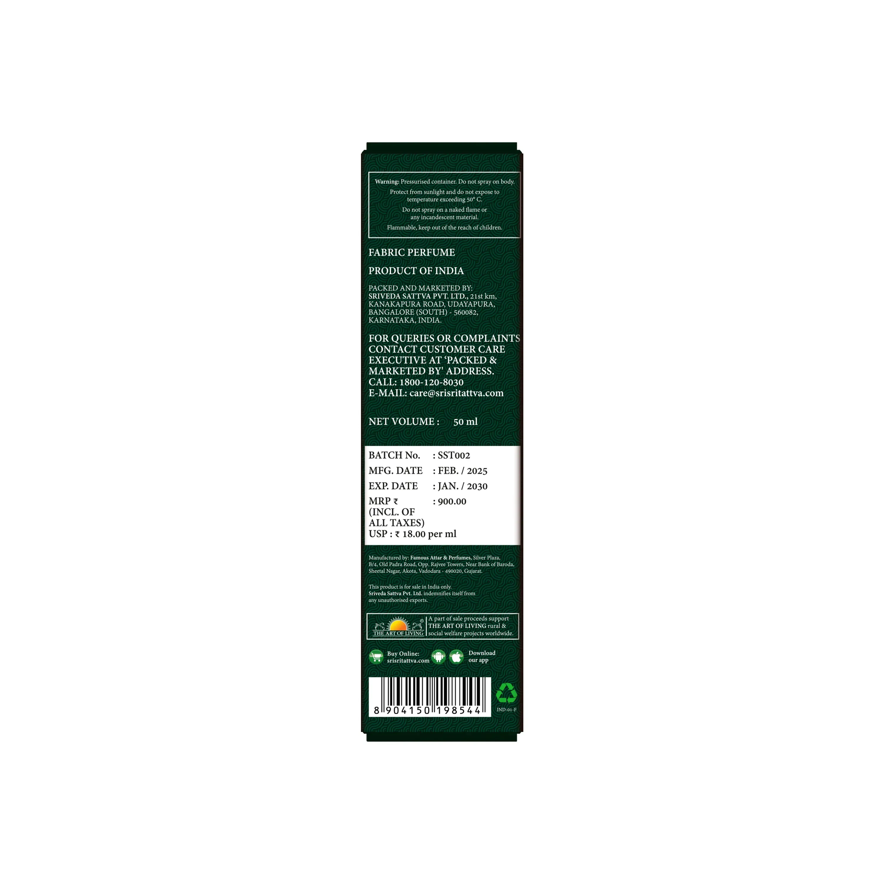 Sri Sri Tattva Tropical Jasmine (Mogra) Fabric Perfume - Image 2