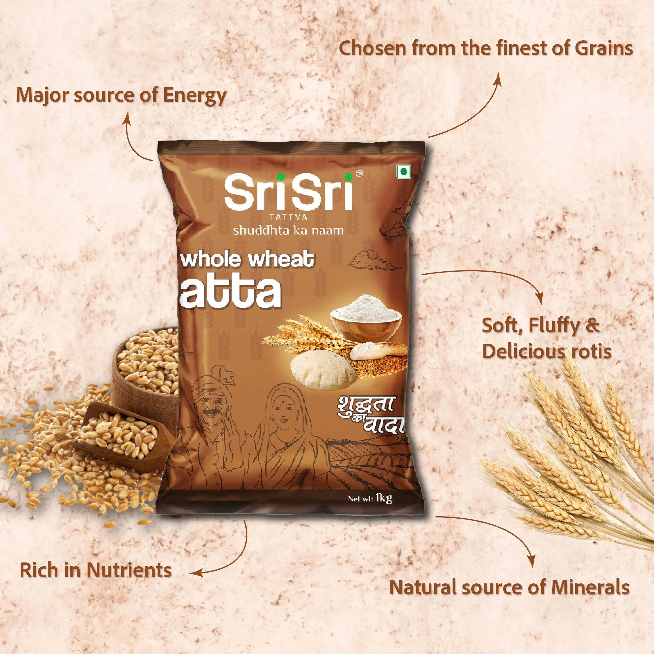 Sri Sri Tattva Whole Wheat Atta - Image 3