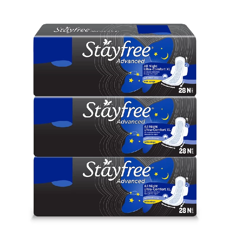 Stayfree Advanced XXL Night Ultra Comfort Sanitary Pads Combo Packs Stayfree Advanced XXL Night Ultra Comfort Sanitary Pads Combo Packs-Pack Size-28 Pads Each (Pack of 3)