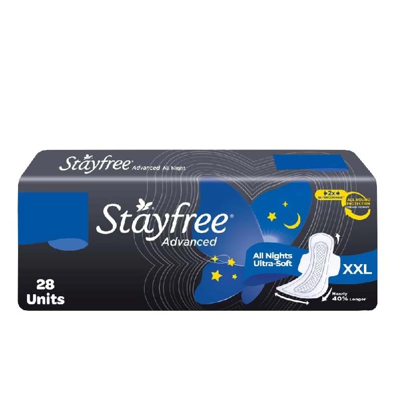 Stayfree Advanced XXL Night Ultra Comfort Sanitary Pads Stayfree Advanced XXL Night Ultra Comfort Sanitary Pads-Pack Size-28 Pads