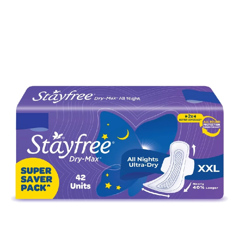 Stayfree Dry Max XXL All Night Dry Cover Sanitary Pads Stayfree Dry Max XXL All Night Dry Cover Sanitary Pads-Pack Size-42 Pads