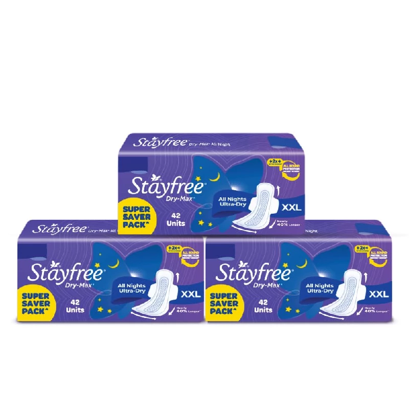 Stayfree Dry Max XXL Sanitary Pads Stayfree Dry Max XXL Sanitary Pads-Pack Size-42 Pads Each (Pack of 3)