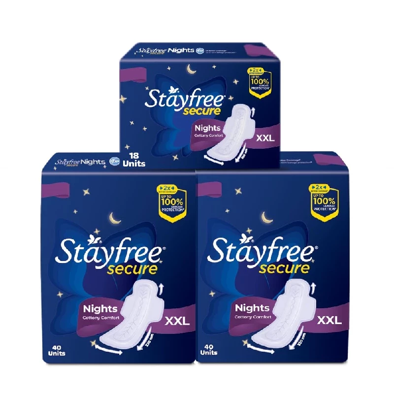 Stayfree Secure Night Sanitary Napkins Combo Offer Pack Stayfree Secure Night Sanitary Napkins Combo Offer Pack-Pack Size-40  Pads (Pack of 2) & 18 Pads