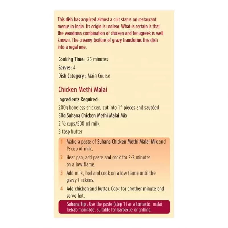 Suhana Chicken Methi Malai Spice Mix - Image 3