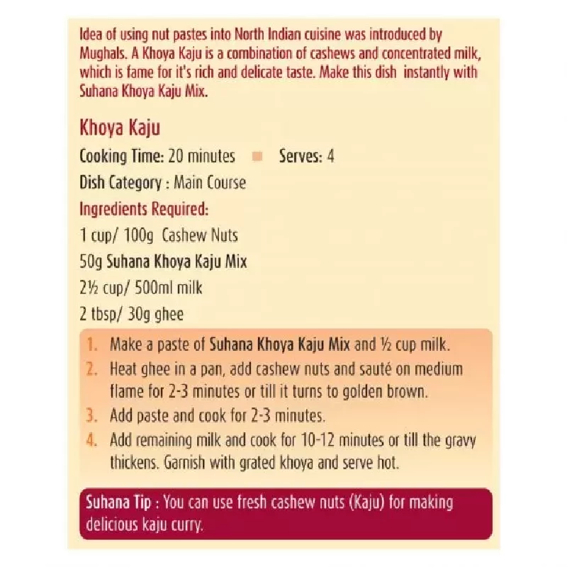 Suhana Khoya Kaju Spice Mix - Image 3
