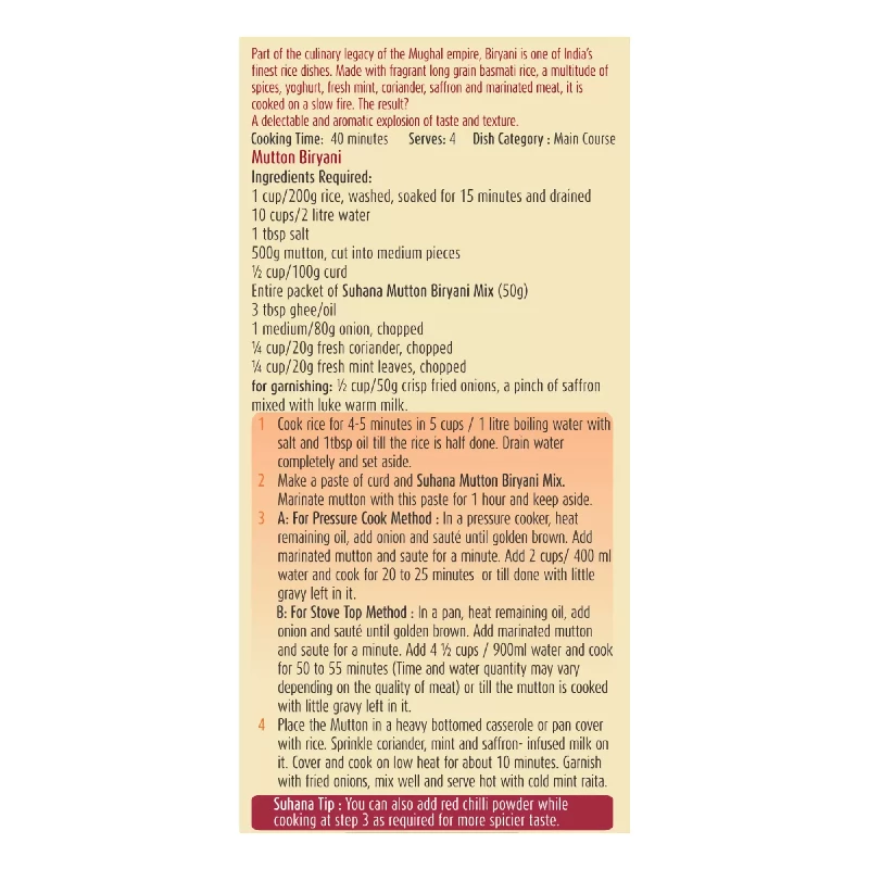 Suhana Mutton Biryani Masala Spice Mix - Image 3