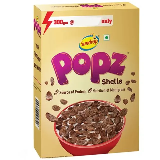 Sundrop Popz Shells Breakfast Cereal Multi Grain Choco Flakes, Choco Fills