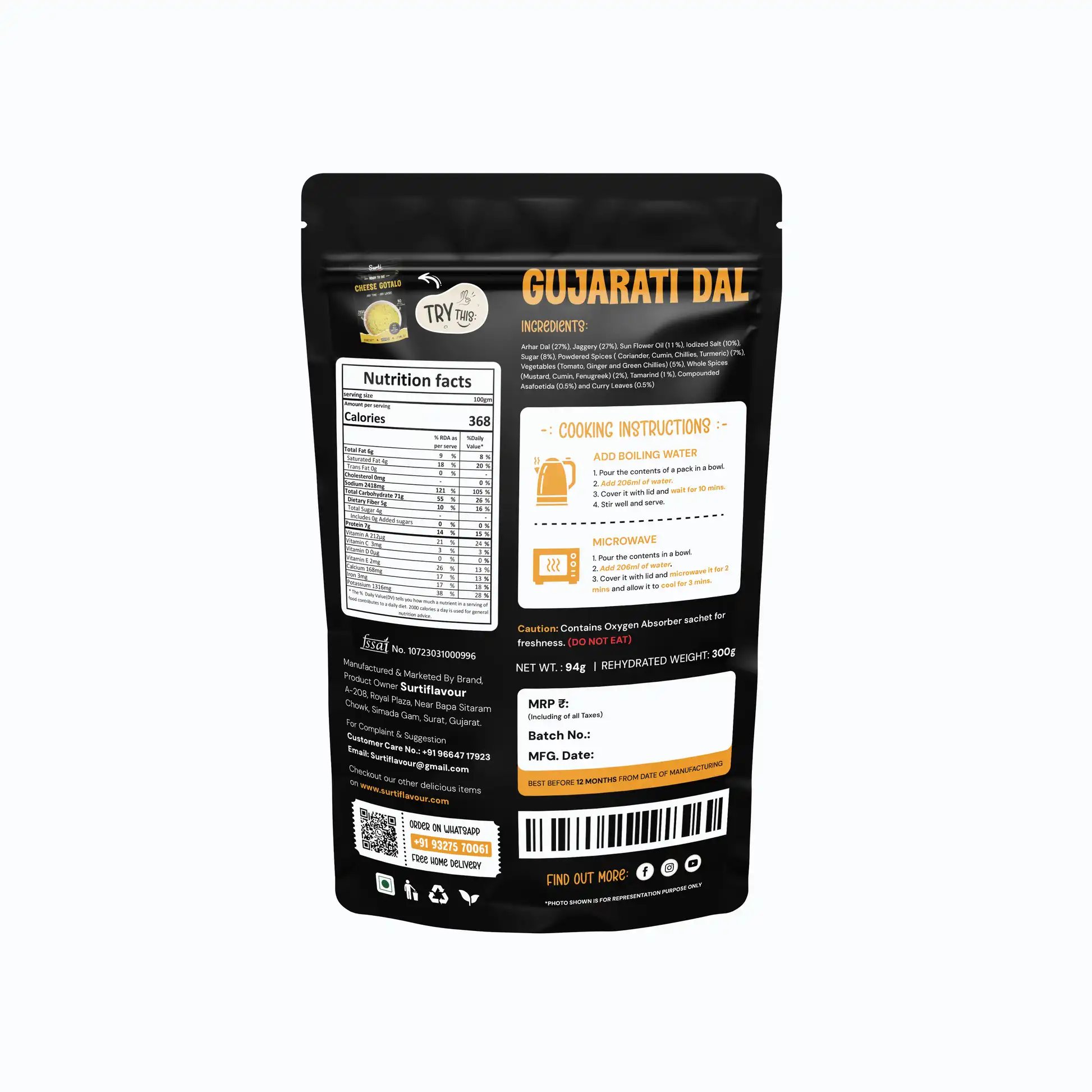 Surti Flavour Gujarati Dal Surti Flavour Gujarati Dal-Pack Size-94 g