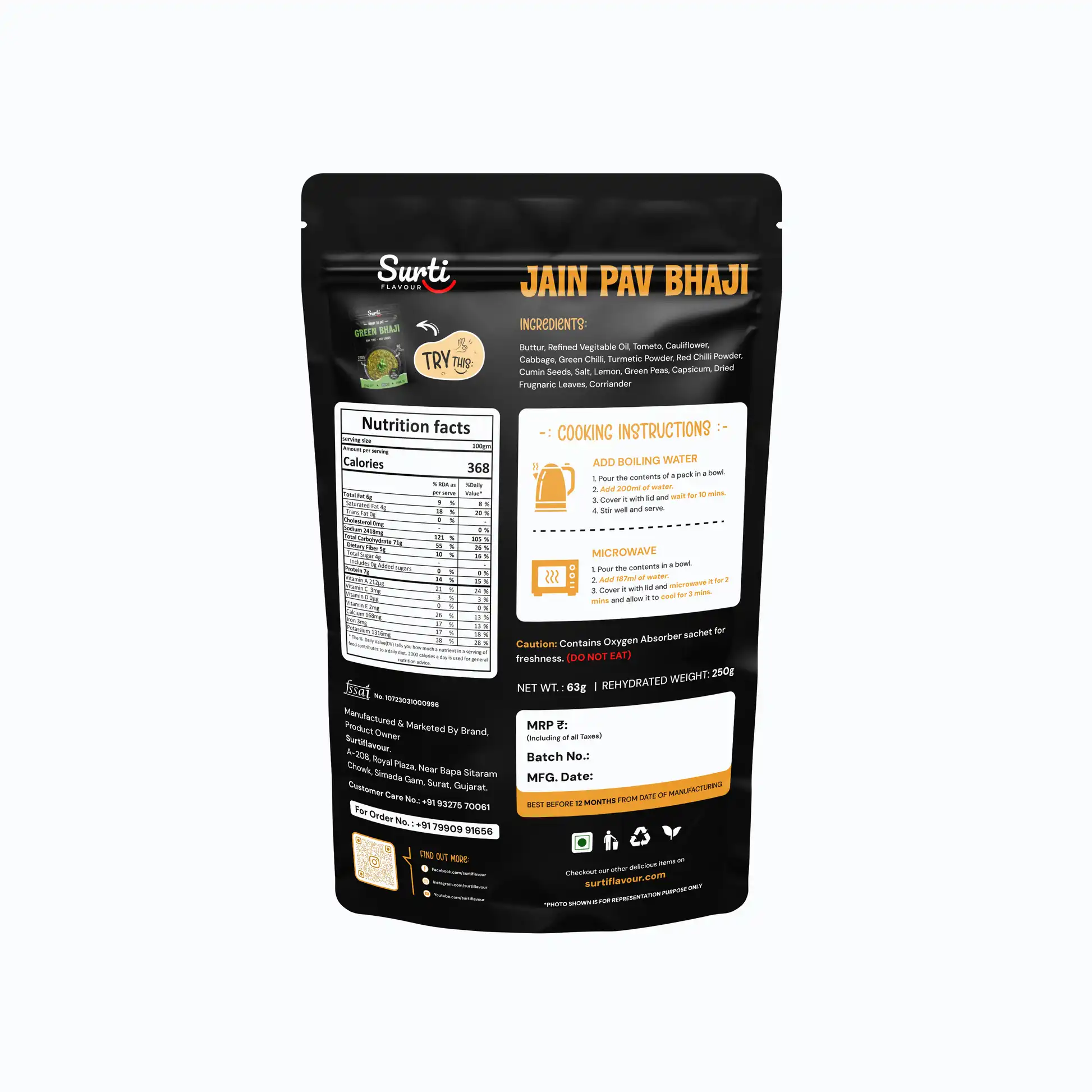 Surti Flavour Jain Pav Bhaji Surti Flavour Jain Pav Bhaji-Pack Size-63 g