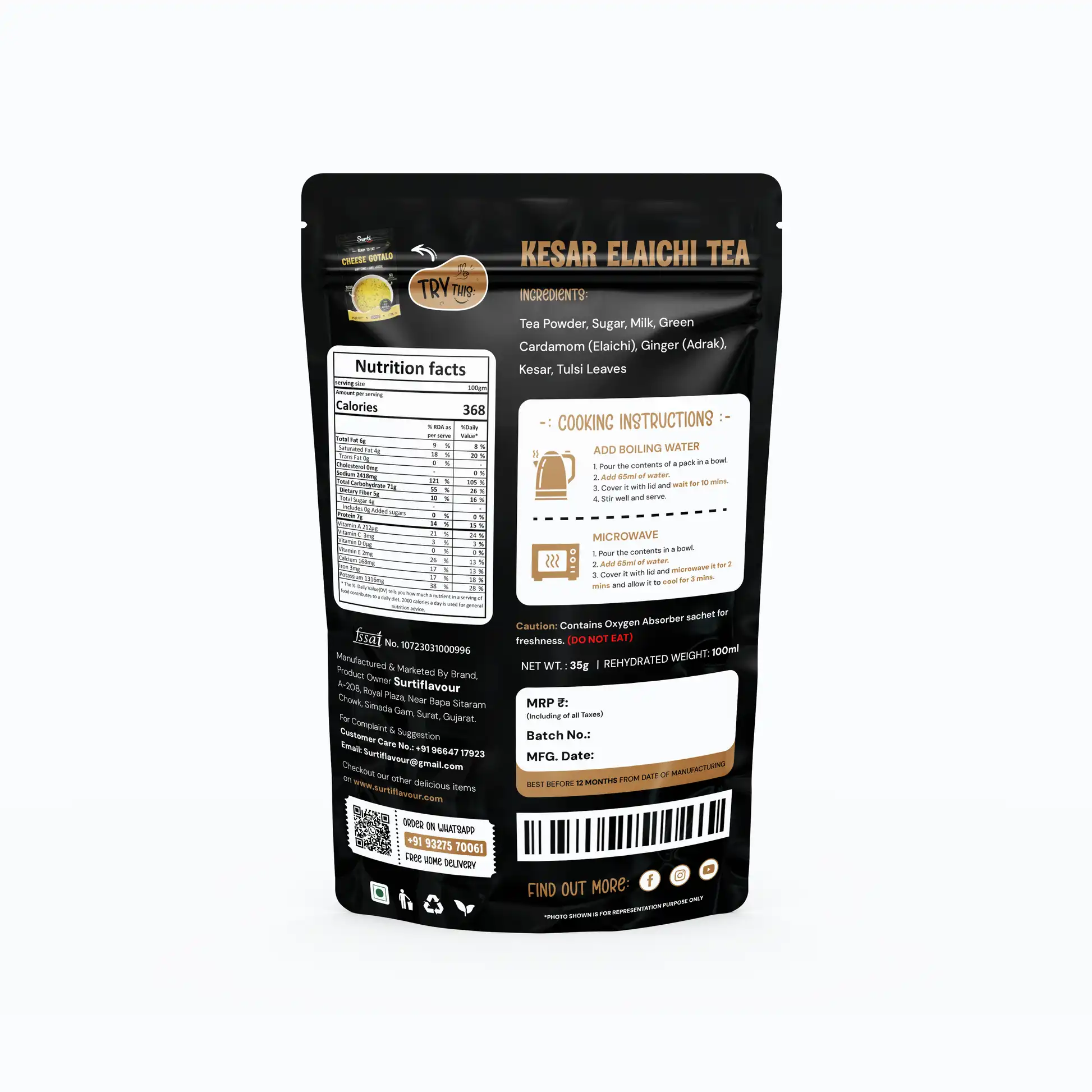 Surti Flavour Kesar Elaichi Tea Surti Flavour Kesar Elaichi Tea-Pack Size-35 g