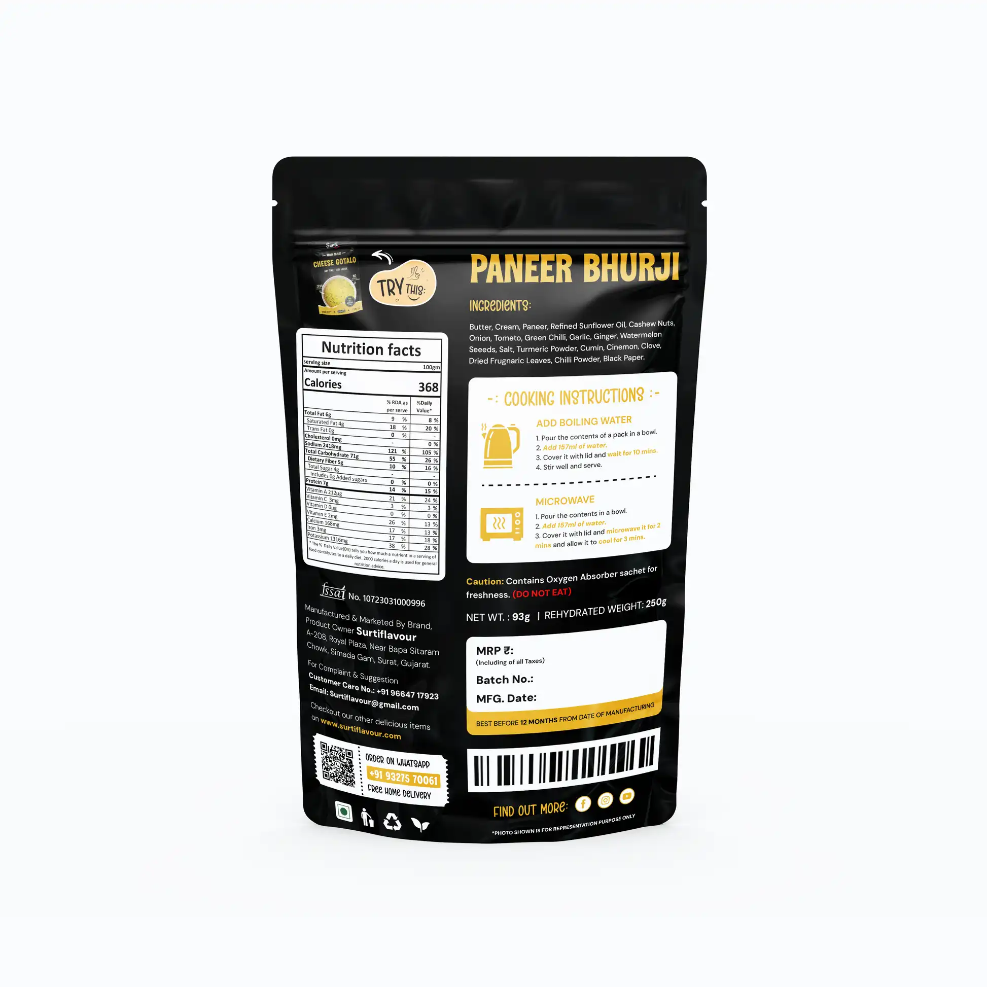 Surti Flavour Paneer Bhurji Surti Flavour Paneer Bhurji-Pack Size-93 g