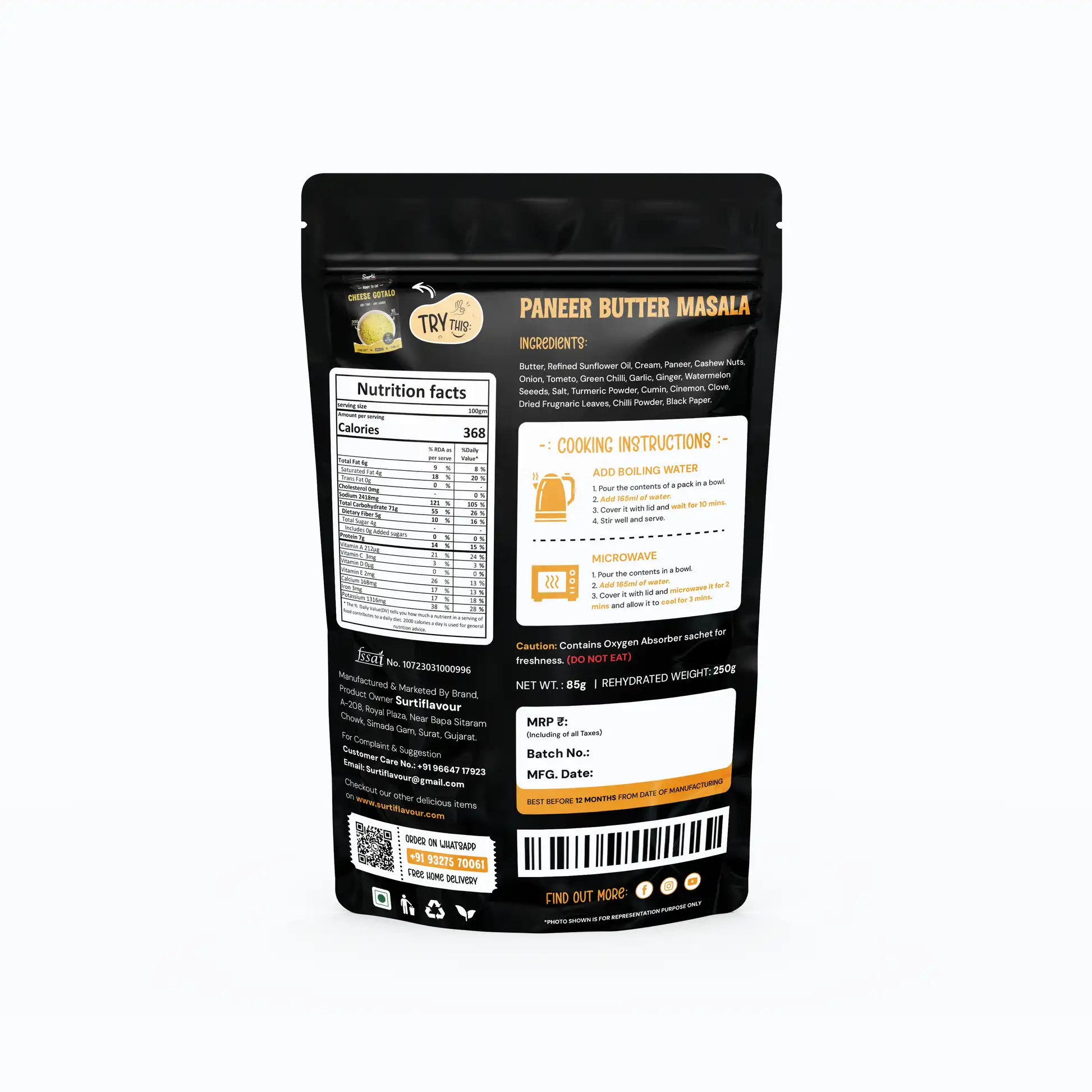 Surti Flavour Paneer Butter Masala Surti Flavour Paneer Butter Masala-Pack Size-85 g
