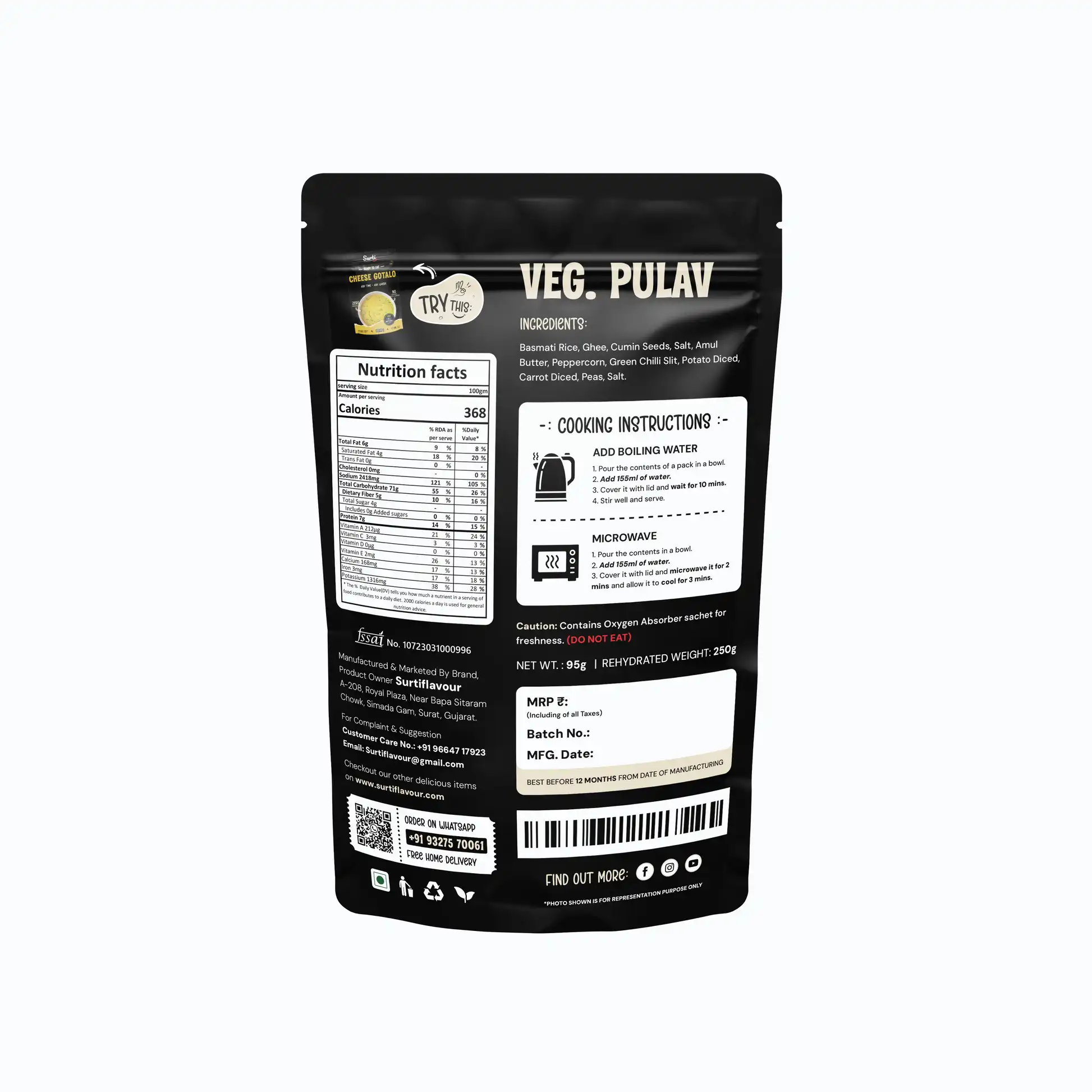Surti Flavour Veg. Pulav Surti Flavour Veg. Pulav-Pack Size-95 g