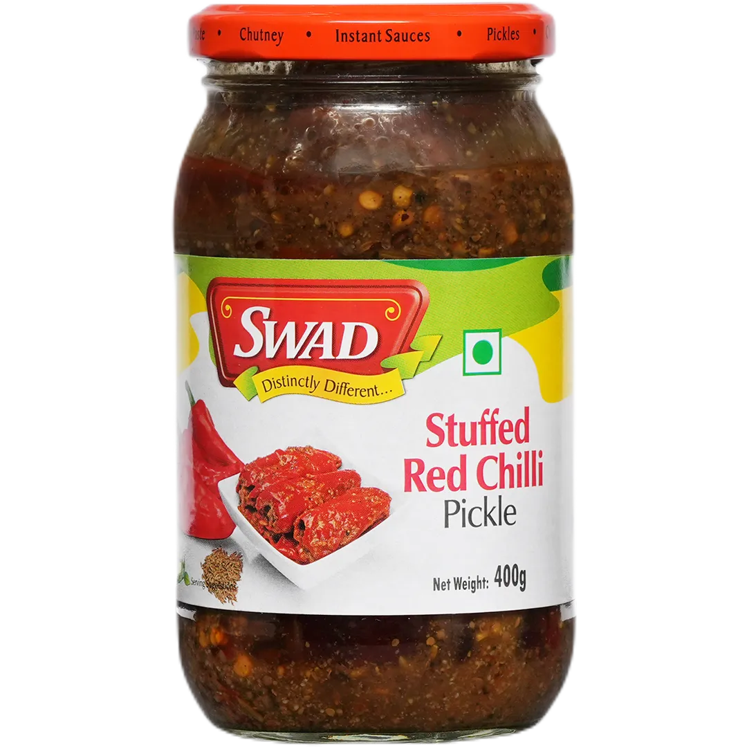 Swad Stuffed Red Chilli Pickle Swad Stuffed Red Chilli Pickle-Pack Size-400 g