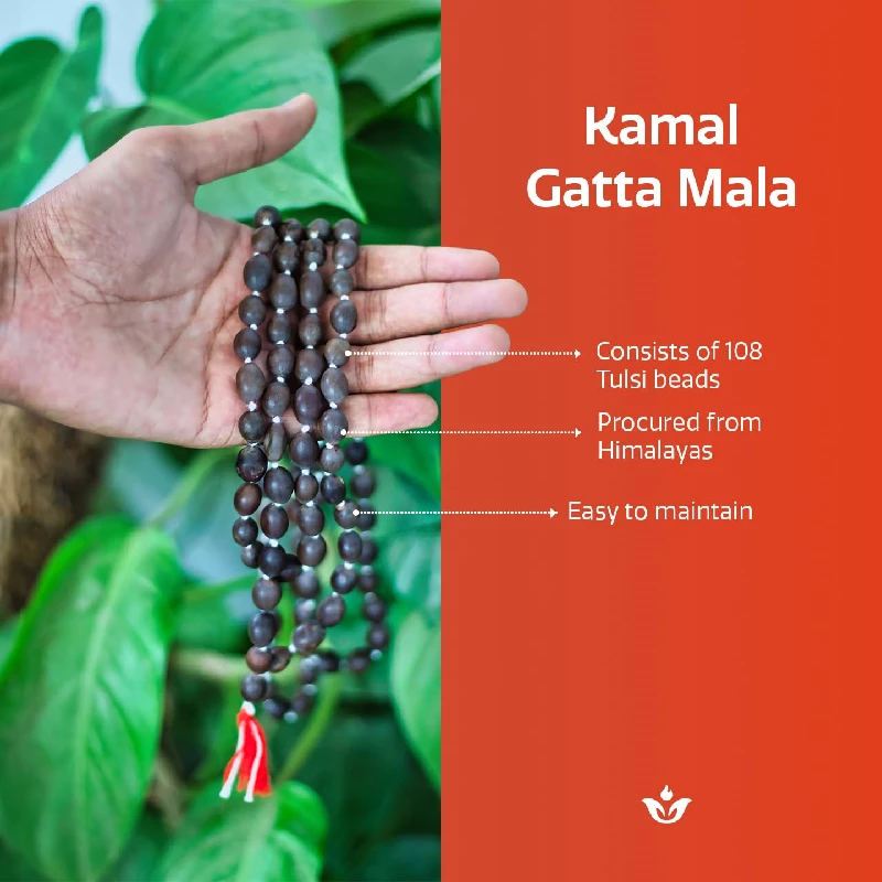 Swaha Kamal Gatta Japa Mala Natural 108 + 1 Beads Lotus Seed Mala - Image 2