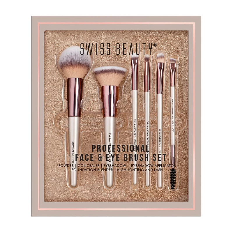 Swiss Beauty Professional Face & Eye Brush Swiss Beauty Professional Face & Eye Brush-Pack Size-Set of 6