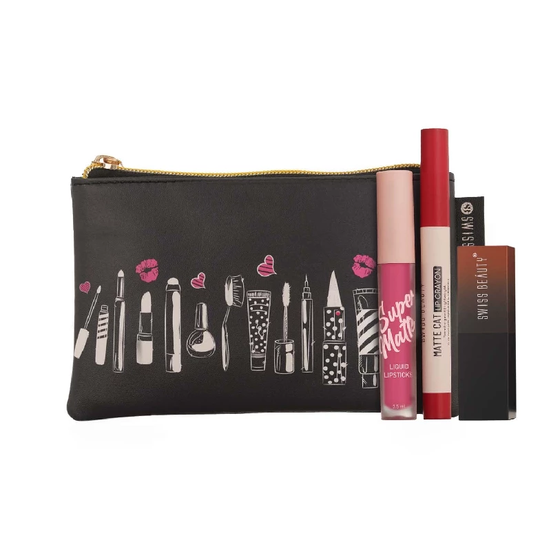 Swiss Beauty Your Lip Outfit Makeup Kit with HD Matte Lipstick Swiss Beauty Your Lip Outfit Makeup Kit with HD Matte Lipstick-Color-Multiple