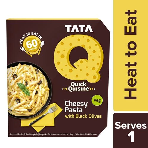 TATA Q Ready To Eat Veg Cheesy Pasta With Black Olives - High Quality Ingredients TATA Q Ready To Eat Veg Cheesy Pasta With Black Olives - High Quality Ingredients--290 g