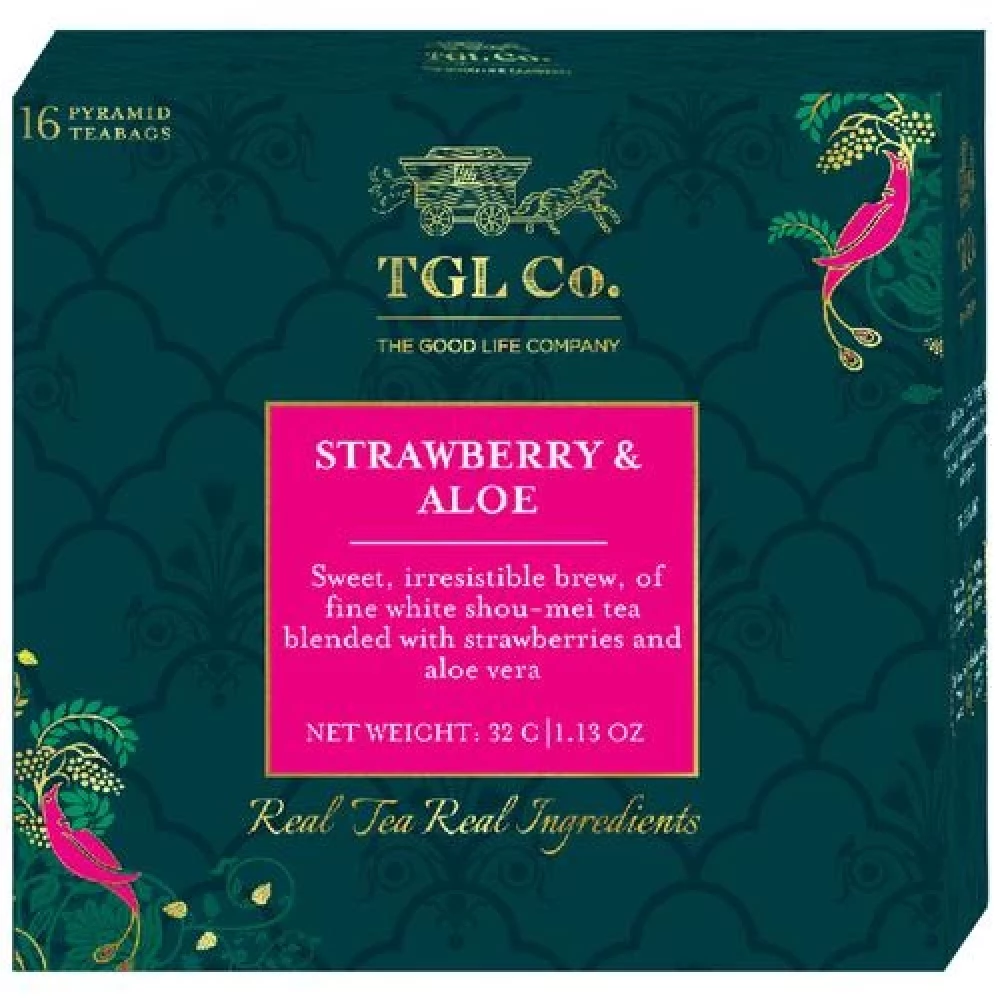TGL Co. Strawberry Aloe White Tea Bags Make Brew Iced Tea or Hot Tea TGL Co. Strawberry Aloe White Tea Bags Make Brew Iced Tea or Hot Tea--32 g (16 Bags x 2 g each)