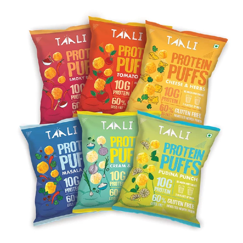 Taali Jowar & Protein Puffs All Flavours Pack Taali Jowar & Protein Puffs All Flavours Pack-Pack Size-(Pack of 12) 60 g Each