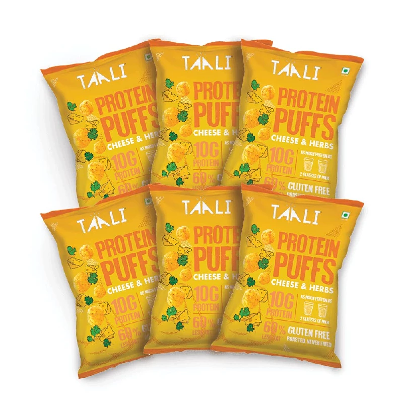 Taali Jowar Cheese & Herbs Protein Puffs Taali Jowar Cheese & Herbs Protein Puffs-Pack Size-(Pack of 6) 60 g Each
