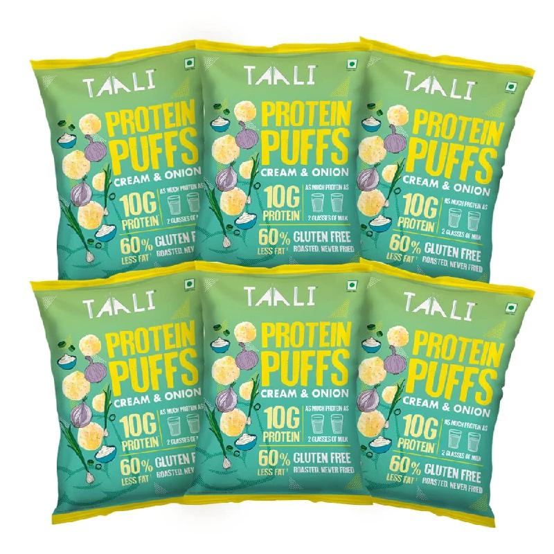 Taali Jowar Cream & Onion Protein Puffs Taali Jowar Cream & Onion Protein Puffs-Pack Size-(Pack of 6) 60 g Each