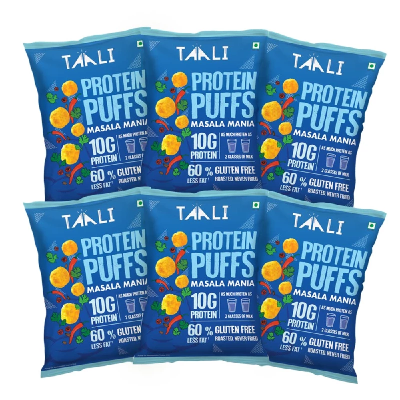 Taali Jowar Masala Mania Protein Puffs Taali Jowar Masala Mania Protein Puffs-Pack Size-(Pack of 6) 60 g Each