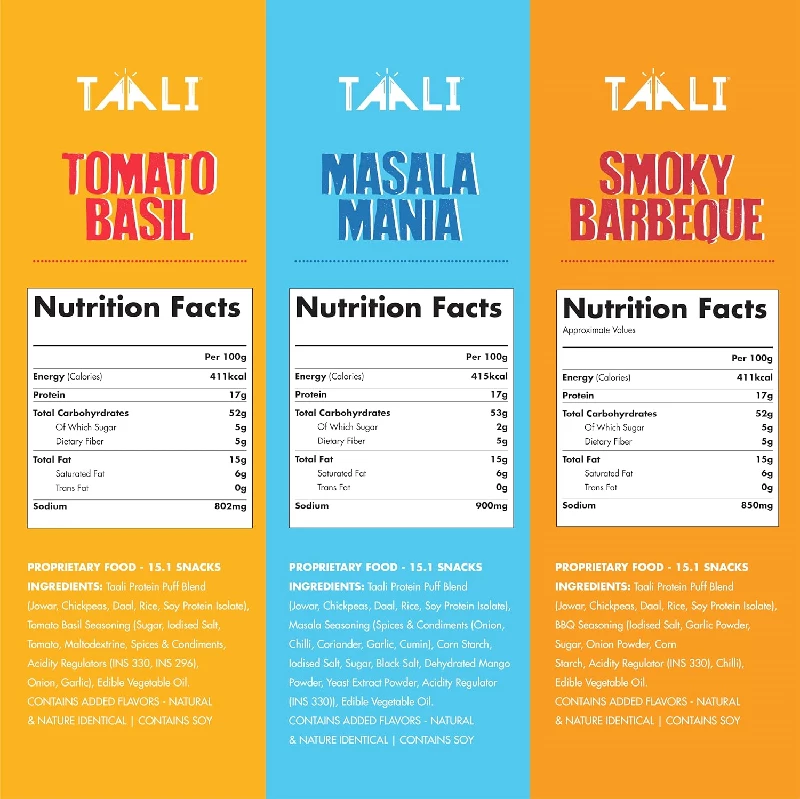 Taali Jowar Tomato Basil, Masala Mania, Smoky Barbeque Protein Puffs - Image 2