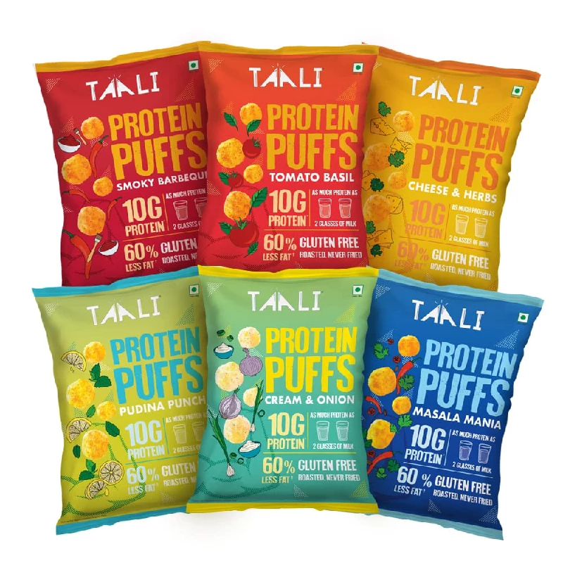 Taali Protein Puffs (Pack of 6) Taali Protein Puffs (Pack of 6)-Pack Size-60 g (Each)