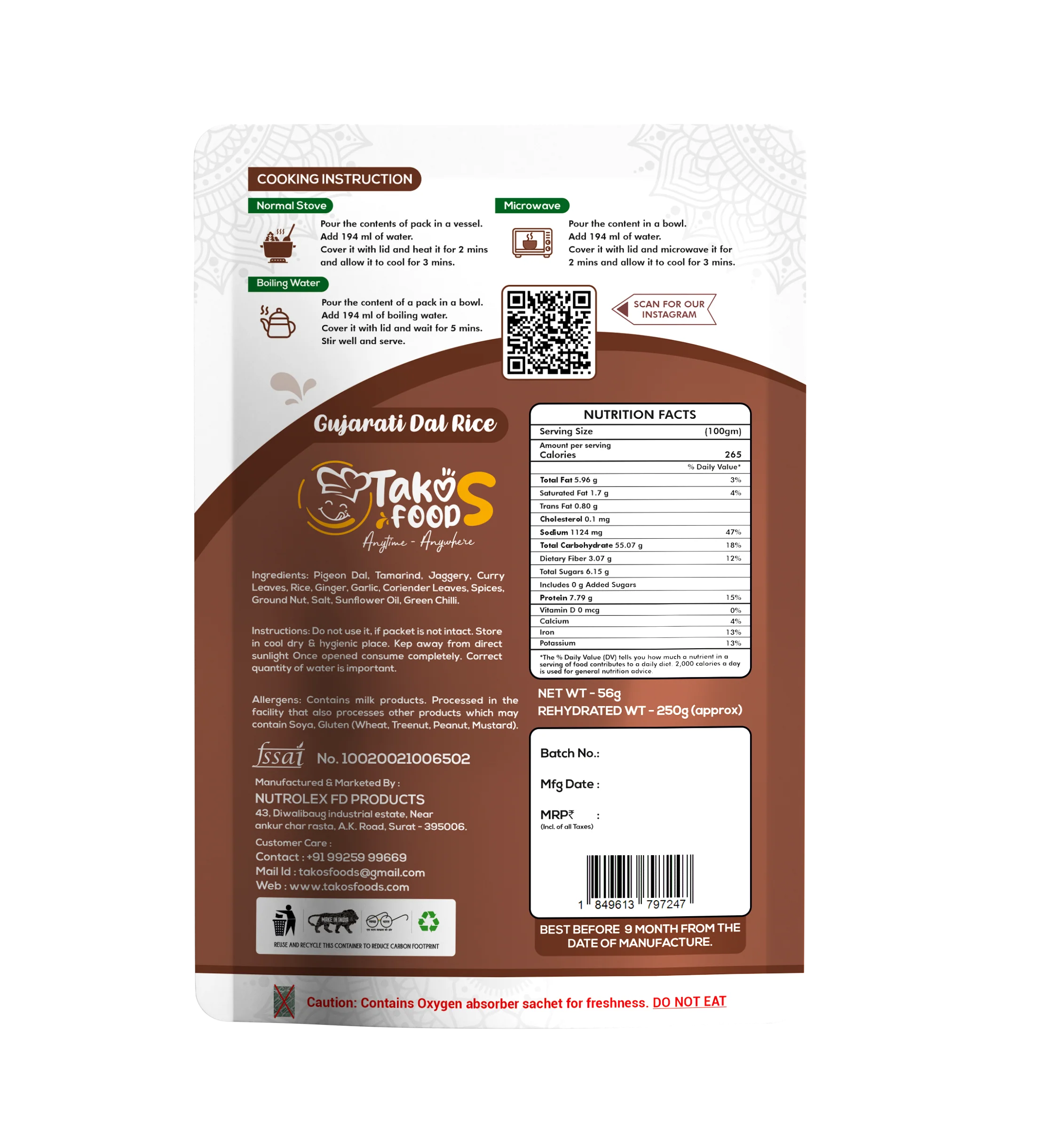 Takos Foods Gujarati Dal Rice - Image 2