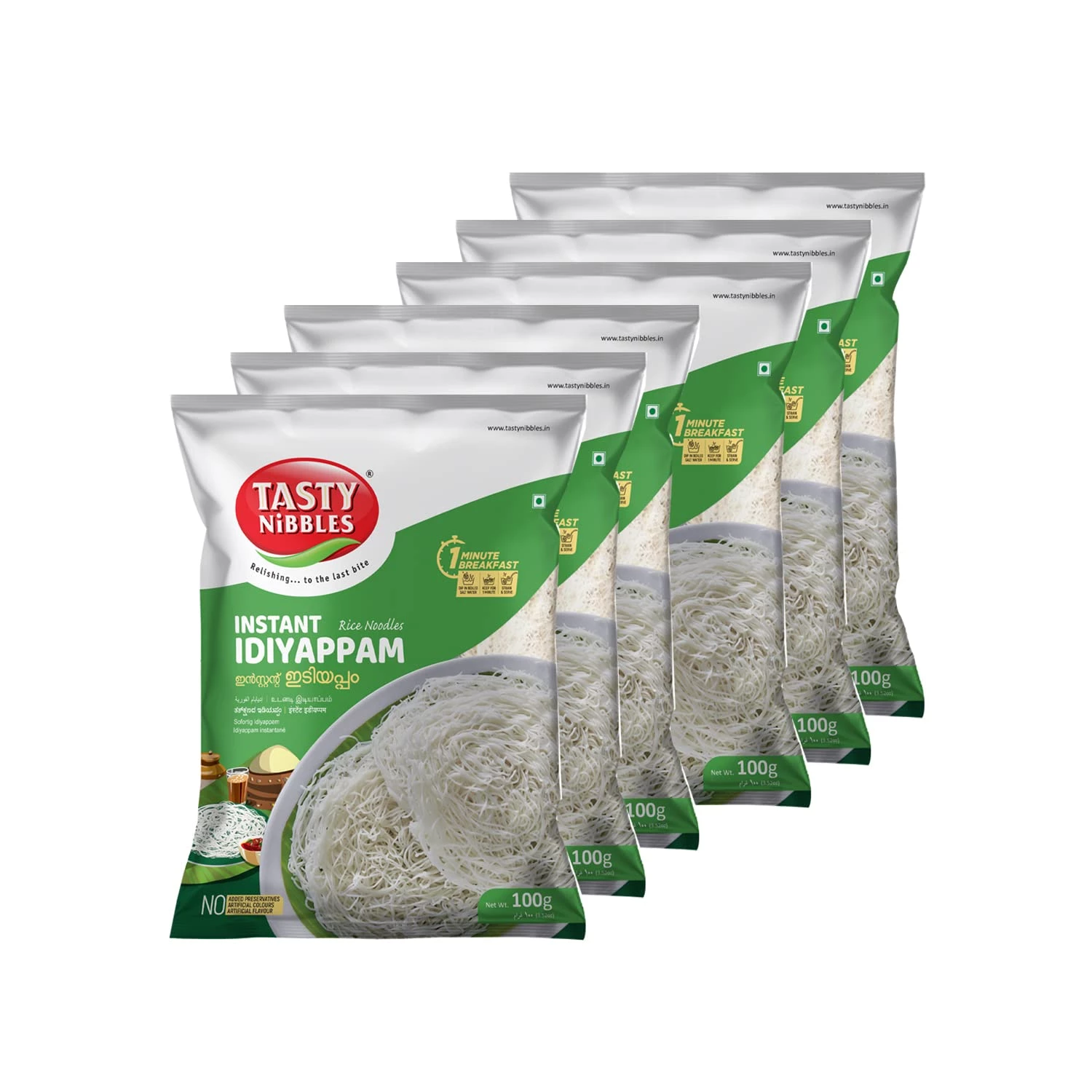 Tasty Nibbles Instant Idiyappam Rice Noodles Tasty Nibbles Instant Idiyappam Rice Noodles-Pack Size-Pack of 6 (100 g)