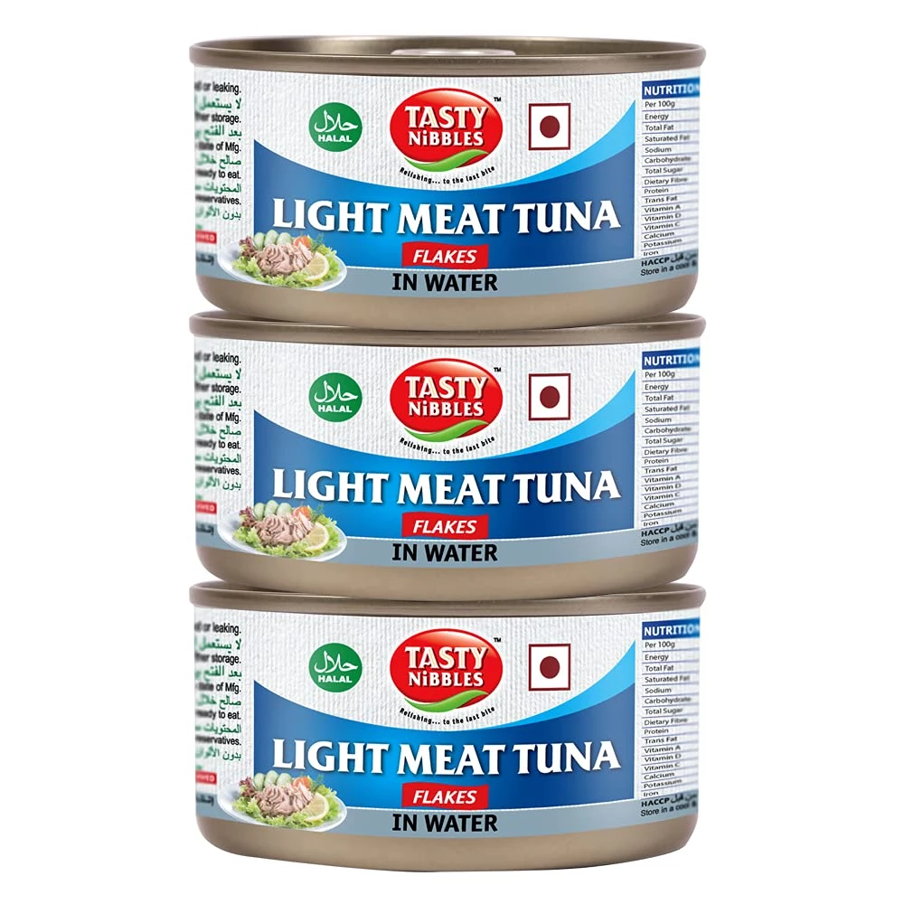Tasty Nibbles Light Meat Tuna Flakes in Water Tasty Nibbles Light Meat Tuna Flakes in Water-Pack Size-Pack of 3 (185 g)