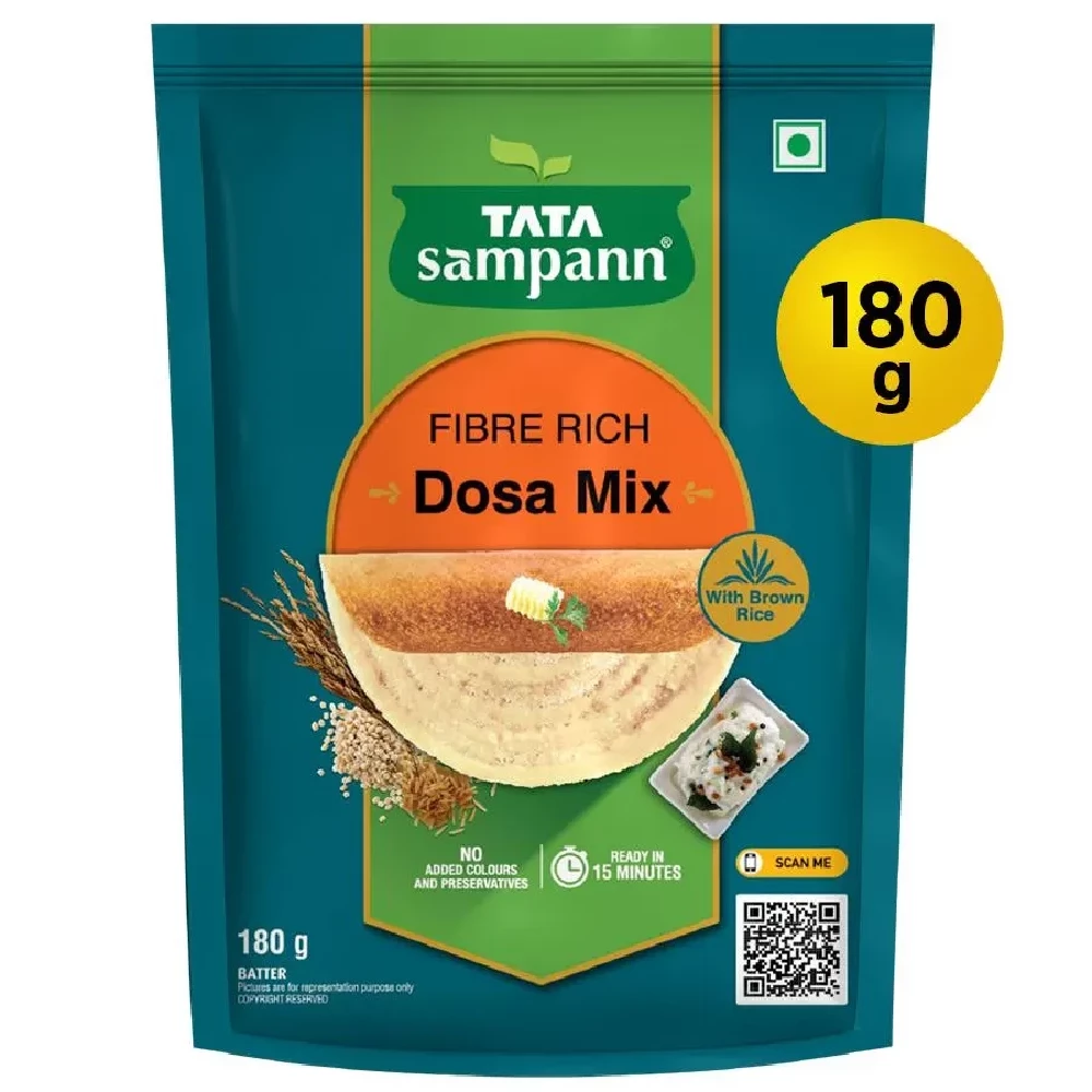 Tata Sampann Fibre Rich Dosa Mix - Instant Ready To Cook Tata Sampann Fibre Rich Dosa Mix - Instant Ready To Cook--180 g