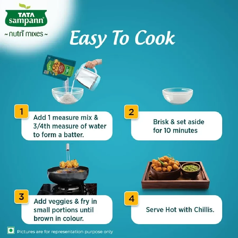 Tata Sampann Fibre Rich Moong Dal Vada Mix - Instant Ready To Cook - Image 6