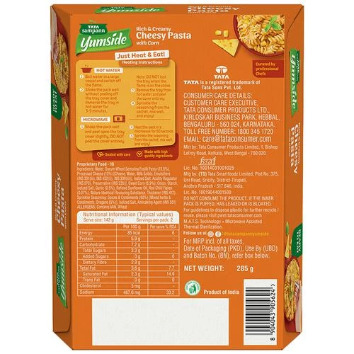 Tata Sampann Yumside cheesy-pasta-with-corn-rich-creamy-ready-to-eat-meal-serves-2 - Image 2