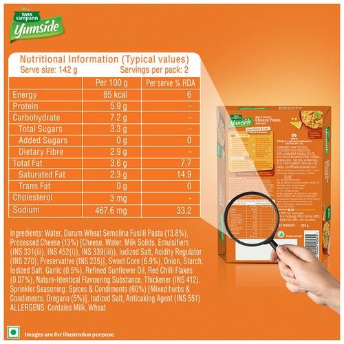 Tata Sampann Yumside cheesy-pasta-with-corn-rich-creamy-ready-to-eat-meal-serves-2 - Image 3