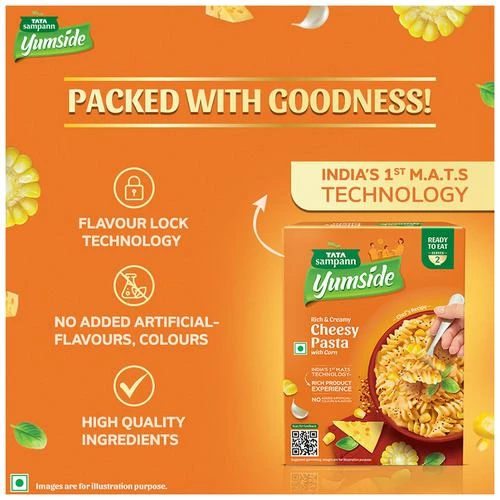 Tata Sampann Yumside cheesy-pasta-with-corn-rich-creamy-ready-to-eat-meal-serves-2 - Image 6