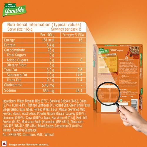 Tata Sampann Yumside chicken-biryani-rich-aromatic-ready-to-eat-meal-serves-2 - Image 3