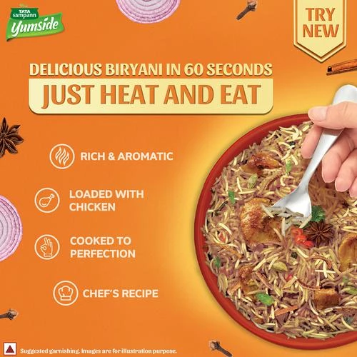 Tata Sampann Yumside chicken-biryani-rich-aromatic-ready-to-eat-meal-serves-2 - Image 5