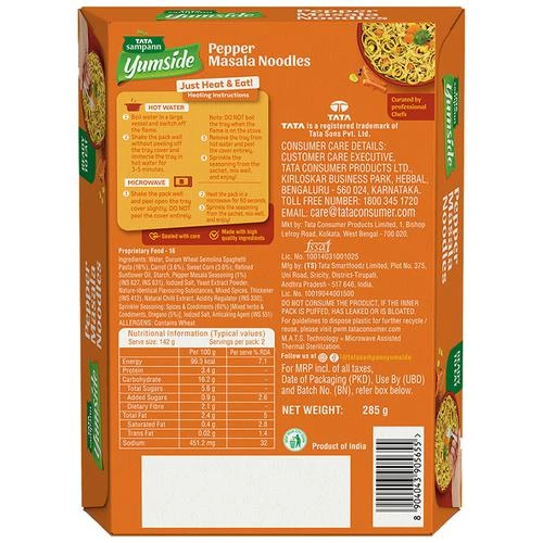 Tata Sampann Yumside pepper-masala-noodles-ready-to-eat-meal-serves-2 - Image 2