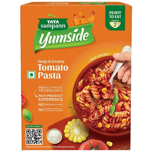 Tata Sampann Yumside tomato-pasta-tangy-creamy-ready-to-eat-meal-serves-2 Tata Sampann Yumside tomato-pasta-tangy-creamy-ready-to-eat-meal-serves-2--285 g