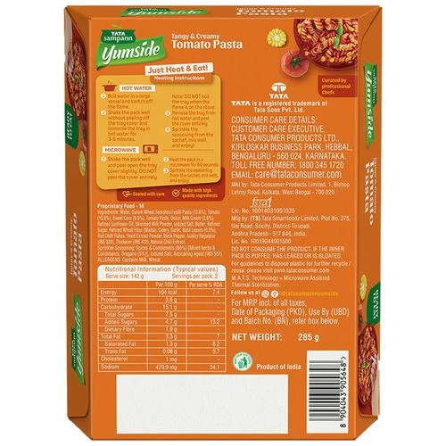Tata Sampann Yumside tomato-pasta-tangy-creamy-ready-to-eat-meal-serves-2 - Image 2