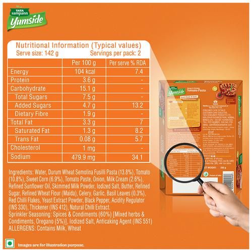 Tata Sampann Yumside tomato-pasta-tangy-creamy-ready-to-eat-meal-serves-2 - Image 3