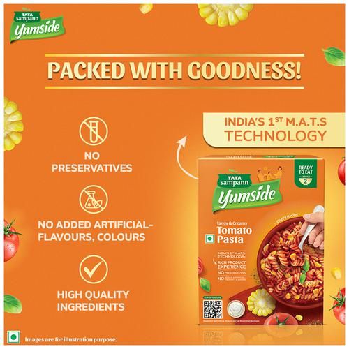 Tata Sampann Yumside tomato-pasta-tangy-creamy-ready-to-eat-meal-serves-2 - Image 6
