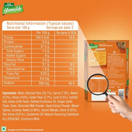 Tata Sampann Yumside vegetable-biryani-rich-aromatic-ready-to-eat-meal-serves-2 - Image 3