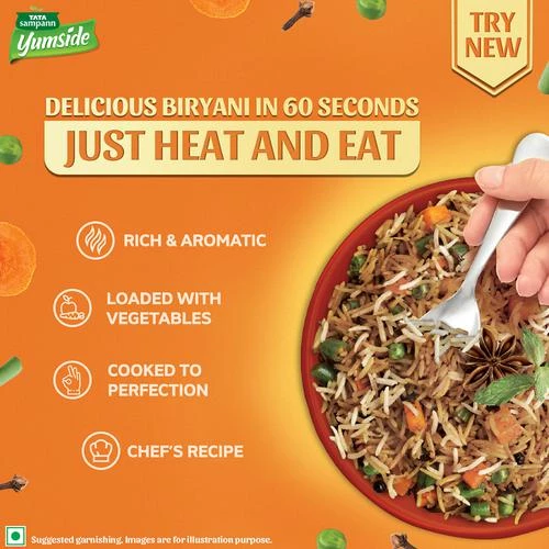 Tata Sampann Yumside vegetable-biryani-rich-aromatic-ready-to-eat-meal-serves-2 - Image 5