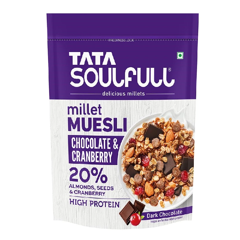 Tata Soulfull Chocolate & Cranberry Millet Muesli Tata Soulfull Chocolate & Cranberry Millet Muesli-Pack Size-500 g