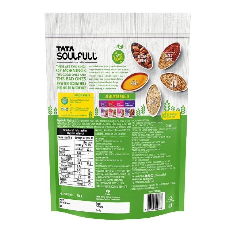 Tata Soulfull Crunchy Whole Grains Nuts & Fruits Millet Muesli - Image 10