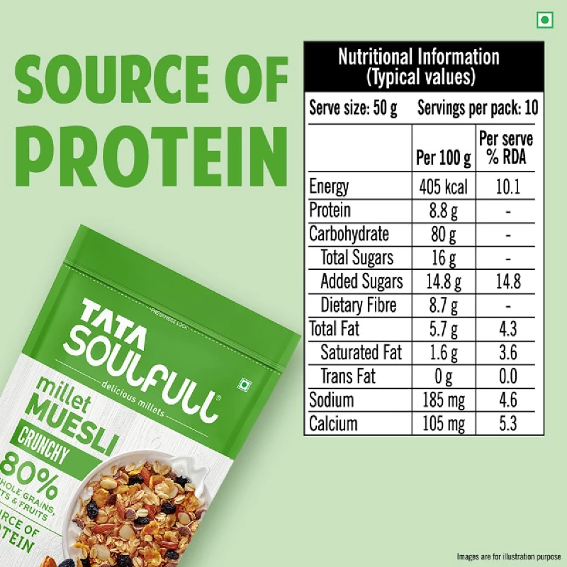 Tata Soulfull Crunchy Whole Grains Nuts & Fruits Millet Muesli - Image 11